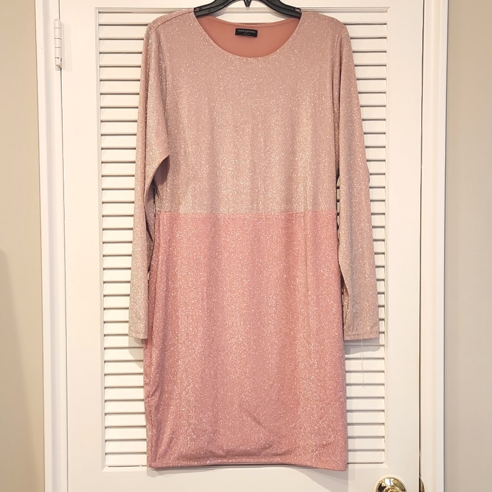 NWOT Pink Glitter Shimmer Long Sleeve Dress